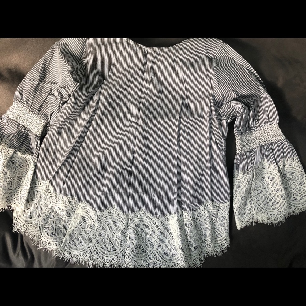 Joh Apparel Striped top with lace detail
